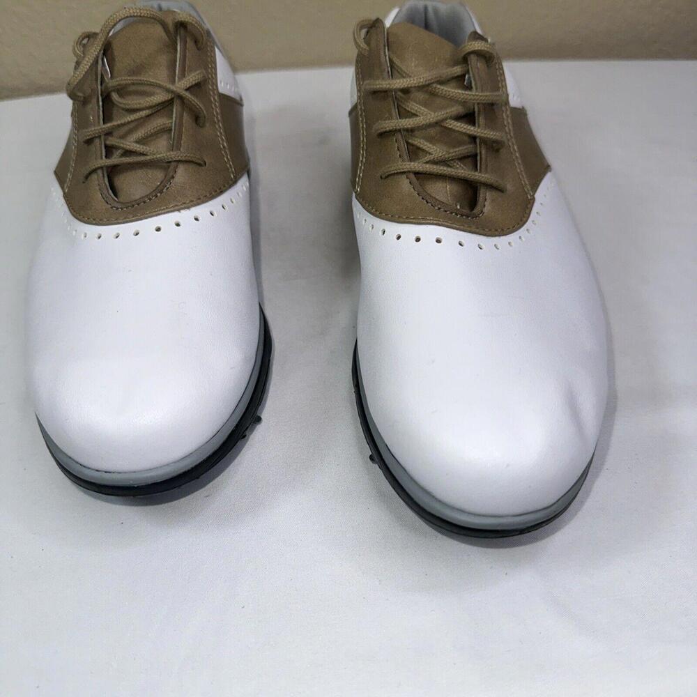 Footjoy eMerge‎ 93914 Golf Shoes Sz 7.5 Medium White/Brown Women's